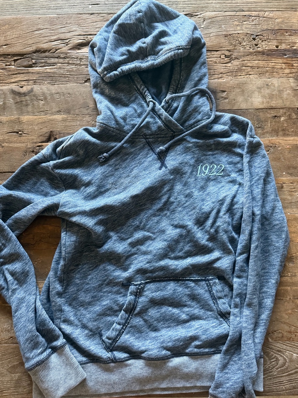 Hollister Light Heather Blue Hoodie with Logo Patch